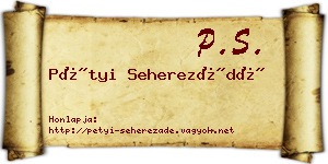 Pétyi Seherezádé névjegykártya